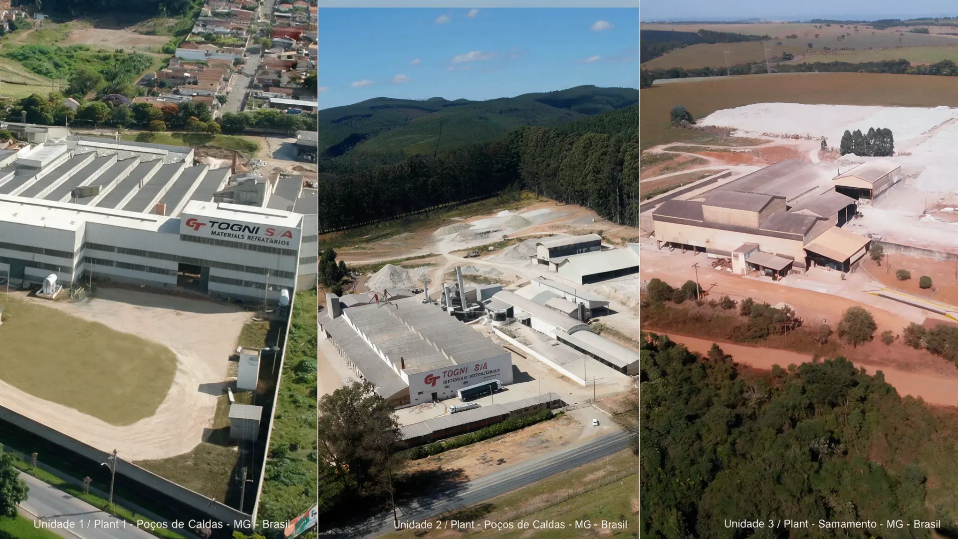 Unidades industriais da Togni em Poços de Caldas e Sacramento